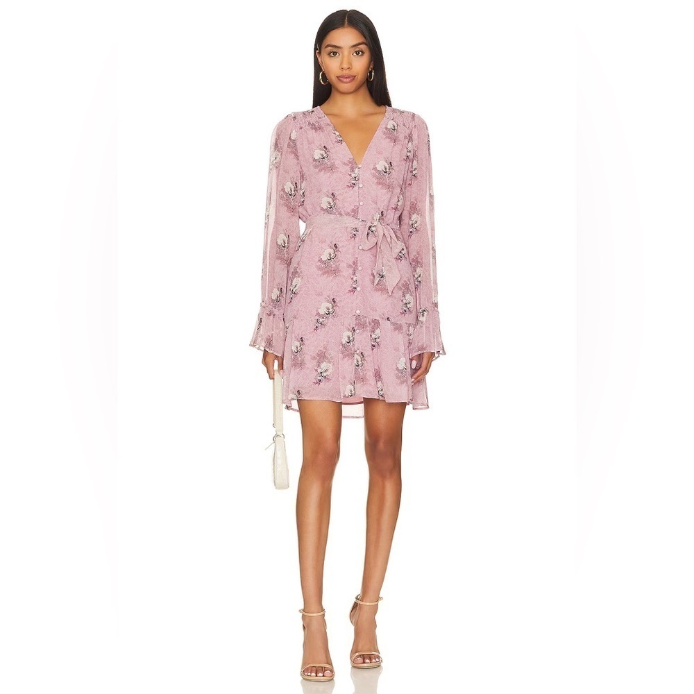 PAIGE 100% Silk Carmela Dress, Sunrise Pink Multi, Size S